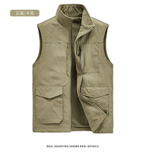 2023 double-sided men's vest autumn and winter New fleece-lined vest plus size casual multi-pocket vest vest jacket