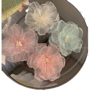 Color super spring gauze big flower hair clip side clip 2024 new bangs clip hair accessories fairy headdress