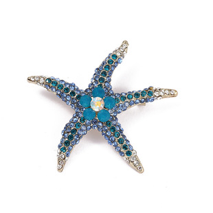 Cross-border European and American starfish brooch women's diamond pin high-end light luxury alloy vintage scarf buckle Accessories Wholesale
