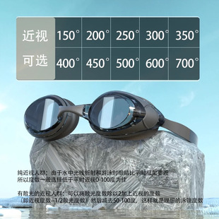 Swimming goggles ladies anti-fog HD adult swimming glasses with degree silicone waterproof small frame professional myopia goggles