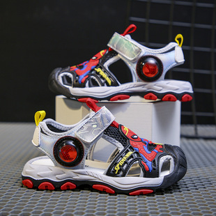 Boys Sandals 2023 Summer New Fashionable Small and Medium-sized Children's Non-slip Soft Bottom Children's Foot Protection Anti-kick Toe Baotou Beach Shoes