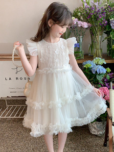 Girl's dress Summer 2025 New Children's Stylish Princess Dress Little Girl's Cake Dress Summer Mesh Dress