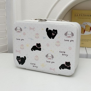 Южная Корея ins Advanced Cream Bear Портативный косметичка Большая емкость Косметичка Путешествия с зеркалом Портативный ящик для хранения