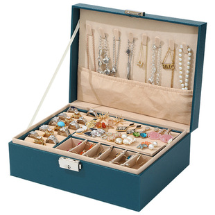 Jewelry box ring earrings jewelry storage box double jewelry box large capacity PU leather box wholesale