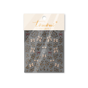 Internet Celebrity Ins Style Leopard Bow Nail Art Stickers New Autumn and Winter Maillard Style Nail Decal Decorations
