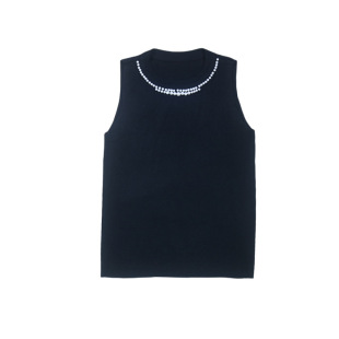New Summer Korean Style Sleeveless Top Base Ice Silk Knitted Shirt Solid Color Beaded Camisole Vest for Women