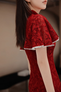 Cheongsam toast dress bride summer wine red wedding engagement back-to-door dress dress High sense can be worn at ordinary times