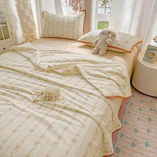 Class A ins French Style Compound Machine Washable All Cotton Soybean Summer Quilt Floral Girl Heart Air-conditioning Quilt Summer Cool Quilt Summer Thin Quilt