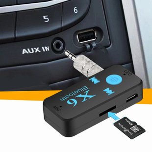 X6 car Bluetooth receiver audio Bluetooth receiver can be inserted TF card side charging side use Walkman source factory
