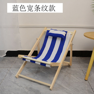 Daifa Outdoor Recliner Wooden Beach Chair Children's Pillow Beach Folding Chair Portable Wooden Recliner Adjustable