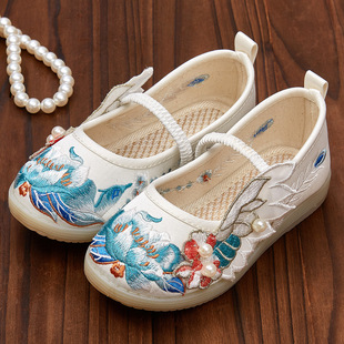 New girls' cloth shoes Children's embroidered shoes ancient style shoes old Beijing traditional cloth shoes children's shoes princess baby Hanfu shoes