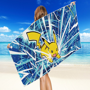Pokémon Pokémon Pikachu Super Soft Bath Towel Towel Seaside Swimming Beach Towel Bathrobe Beach Towel
