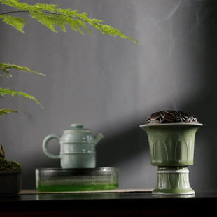 Yue Kiln Celadon High-foot Lotus-rising Incense Incense Incense Incense Incense Incense Incense Anshen Sandalwood Incense Incense Incense Retro Tea Ceramics Ornaments