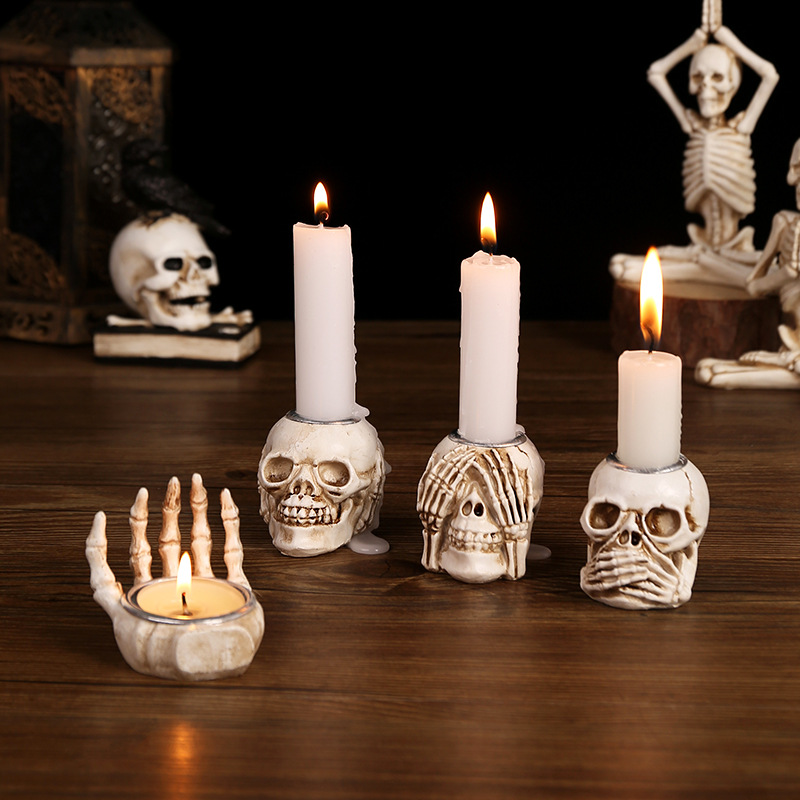 Cross-border New Halloween Skull Resin Ornaments Skull Ghost Festival Desktop Entrance Decoration Gift Ornaments