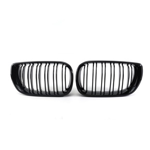 Suitable for BMW 3 Series E46 four-door modified bright black parallel bars in 02-04 years, front bar air intake grille double line