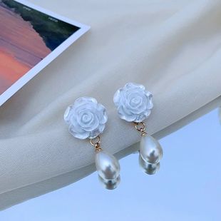 Новые серебряные булавки S925, французские элегантные серьги с розовым жемчугом, модные простые нежные универсальные модные серьги, Южная Корея