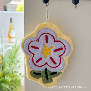 Flower Wipe Hand Towel Hanging Water Absorbent Thickened Toilet Wipe Hand Wash Towel Small Square Towel Kitchen Rag Girl
