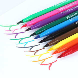 Factory Direct supply new double-headed edible baking pigment pen 0.7mm signature pen head Brush Pen Hook pen painting