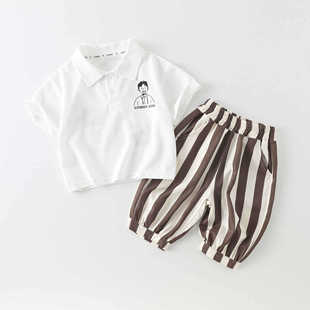 Children's Capri Pants suit Summer New Casual Fashionable Children's Two-Piece POLO Shirt Set Baby's Fashionable Clothes