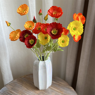 Factory wedding simulation silk flower poppy flower corn beauty pastoral wedding decoration home decoration Gesang flower Persian chrysanthemum