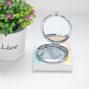 Ins style creative simple stainless steel double-sided makeup mirror portable convenient flip makeup mirror creative gift mirror