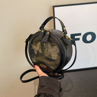 New Chinese Style National Style Western Style Small Bag Women's 2024 New Fashionable Summer Fashion Shoulder Crossbody Bag Portable Small Round Bag
