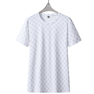 Extra Large Size Ice Silk Round Neck Short Sleeve T-shirt for Fatty Loose Half Sleeve Summer Breathable High Elastic Sports Leisure T-shirt