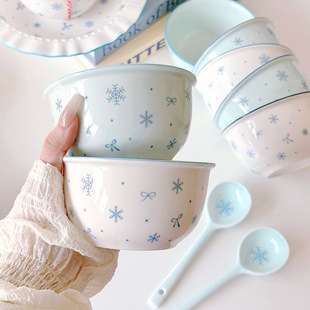 Chuxue Ceramic Handle Bowl Household New Style Baking Bowl Baking Plate Snail Powder Soup Bowl Noodle Bowl Fruit Salad Baked Rice Bowl