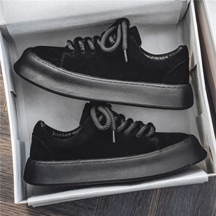Autumn and Winter Niche Men's Thick Bottom Low-top Casual Anti-velvet Leather Board Shoes Non-slip Street Outdoor Students Yun Xuheng 5 Seasons