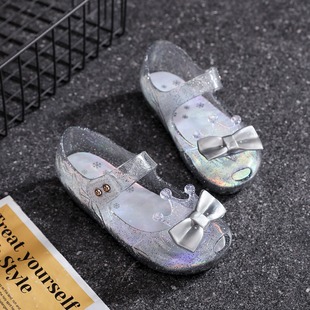2024 Summer New Girls Sandals Butterfly Soft Sole Velcro Princess Shoes Jelly Children Sandals Cross Border