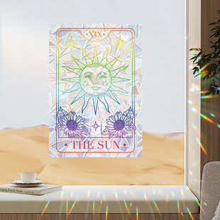 BR-JD507 Laser Colorful Sun Tarot Self-adhesive Sunlight Catcher Window Sticker Home Glass Decorative Sticker