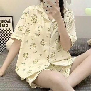 Cross-border Cartoon chiikawa Small Eight Pajamas Women's Summer Short-sleeved Shorts Student Cute Sweet Usaki Home Clothes