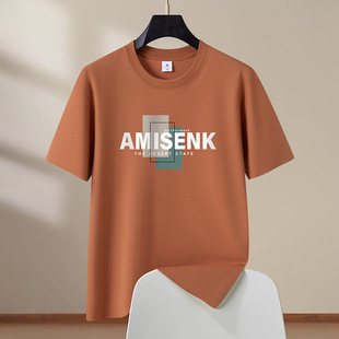 Heavy Combed Cotton 220g Short Sleeve T-shirt Men's Crewneck Shoulder Shoulder Half Sleeve 2024 Summer New Loose plus size Women