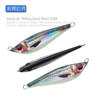 Sol fishing tackle 3D printing bionic Luya fake bait big belly lead fish UV with luminous iron plate far throw iron plate