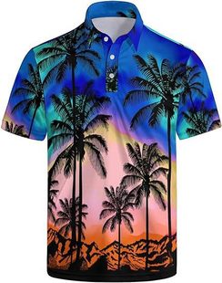 2025 European and American Foreign Trade Men's 3D Printed Polo Short-sleeved T-shirt European and American Llip Slim Casual Men's Polo Shirt