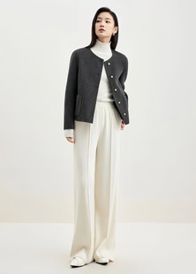 Chanel Style Short Double-sided Wool Coat Women's 2023 Autumn and Winter High-end Cashmere Plush Coat for Small Women