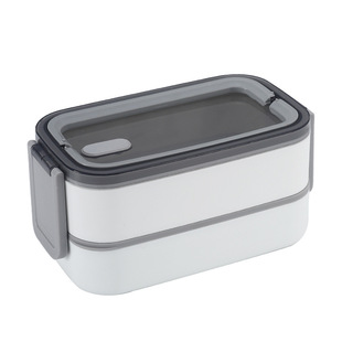 Cross-border double-layer lunch box with handle sealed compartment plastic lunch box student microwave heating insulation lunch box