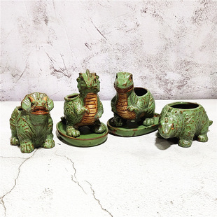 Creative Cute Cartoon Dinosaur Flower Pot Container Wholesale Foreign Trade Cute Animal Ceramic Fleshy Flower Pot Cartoon Small Pot