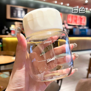 Mini Small Water Cup with Lid for Women to Go Out Cute Portable Glass Water Cup Soaking Milk Cup Small Milk Cup High Color Value