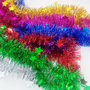 Cross-border new Christmas New Year's Day decoration five-pointed star wool stripes wedding decoration Garland/color stripes 2m long