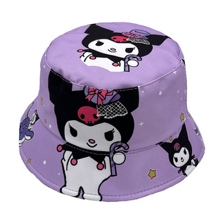 Sanrio Kulomi Cartoon Children's Fisherman Hat Merlot Basin Hat Sunshade Hat Big Children's Head Circumference 56CM
