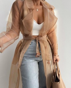 Amazon European and American loose lapel mid-length solid color elegant coat 2022 spring and autumn hot sale New cardigan