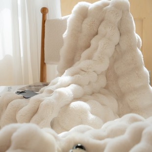 Simple Rabbit Plush Blanket Long Hair Office Nap Air Conditioning Sofa Blanket Winter Thickened Nap Air Conditioning Blanket