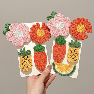 Infant Fetal Hair Broken Hair Velcro Women's Cute Cartoon Bangs Posting All-match Children's Hair-free Knitted Hair Cards