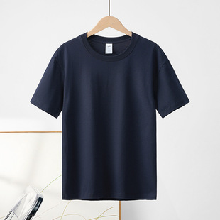 Summer 230g cotton short sleeve women's casual T-shirt men's round neck half sleeve solid color jacket loose lovers clothes wholesale