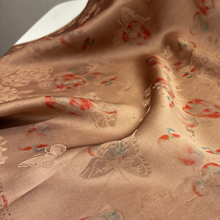 Butterfly rose dark pattern 35 mmi fragrant cloud yarn fabric mulberry silk printed cheongsam clothing fabric wholesale supply