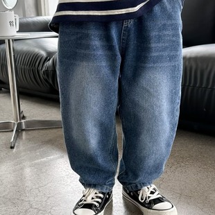 Boys' Pants Children's Jeans Spring and Autumn 2024 New Chung Da Children's Spring Wear Blast Street Loose Ripped Jeans