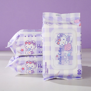 Sanrio kitty Genuine Baby Hand Wet Wipes 80 Wet Wipes for Infants and Young Children Naturally Don't Stimulate Wet Wipes