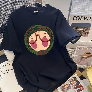 Summer New Short-sleeved T-shirt Women's Summer 2025 New Korean-style oversize Loose Printed Mid-length Top