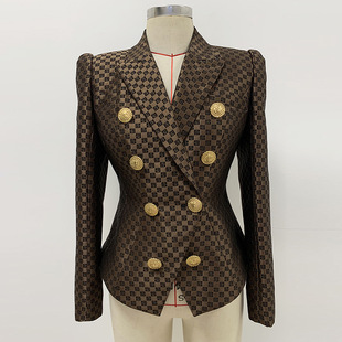 In stock 2024 early spring new European and American star fashion Lion double breasted slim jacquard suit jacket jacket